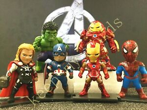 6Pcs Marve Avengers super Hero Iron Man Hulk Spiderman Thor 10cm Toy Set Gift NB