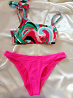 New Look/F&F Padded Abstract Patterned Asymmetric Top Heart Trim V Pant Bikini 8