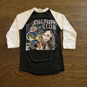 Camicia vintage 1984 CULTURE CLUB On Tour Boy George New Wave Pop Rock musica taglia S - Foto 1 di 7