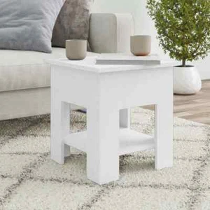 Wooden Coffee Table White 40x40x42cm Modern Sofa Lounge Side Lamp Storage - Picture 1 of 7