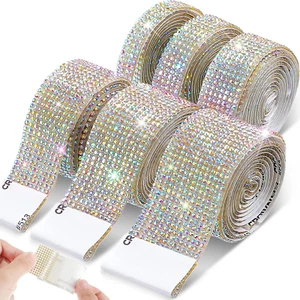 6 Rolls Self Adhesive Crystal Rhinestone Ribbon Diamond Bling Ribbons Wrap 6 Yar - Picture 1 of 12