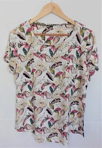 Top donna Ex-Roman Originals bianco sporco fantasia floreale viscosa intrecciata - Foto 1 di 2