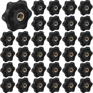 30 piezas 1/4-20 perilla 1/4 pulgadas 20 perilla roscada hembra cabeza hexagonal de plástico negro - Imagen 1 de 12