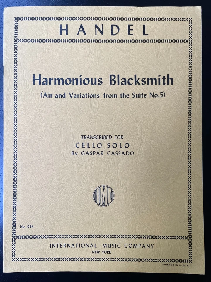 Handel Harmonious Blacksmith (Air & Variations from Suite No. 5 ) for cello solo - Image 1 of 1