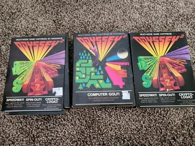 Magnavox Odyssey 2 game lot. Speedway (1978), Speedway (1982), & Computer Golf - Image 1 of 4