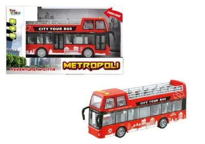 Metropoli Autobus Turistico Rosso a Frizione Luci e Suoni Scala 1:16 - Immagine 1 di 2