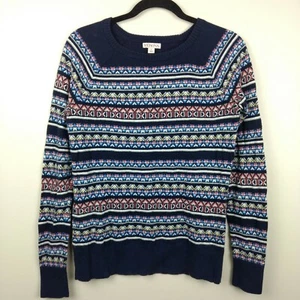 MERONA Geometric Stripe Navy Crew-neck Pullover Sweater, Sz L - Picture 1 of 5