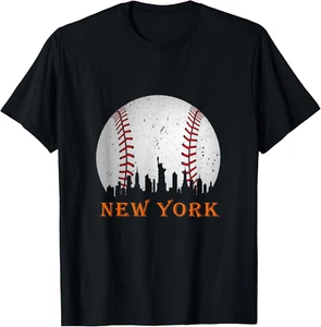 New York NY Skyline Baseball Vintage Met at Gameday T-Shirt - Picture 1 of 2