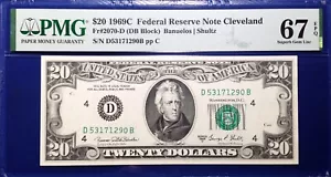 1969C $20 Federal Reserve Note Fr-2070-D Cleveland PMG67 Superb Gem EPQ - Picture 1 of 2