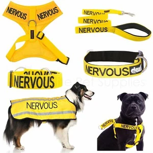 Dexil NERVOUS Worded Dog Lead, Buckle Collar, Strap, Vest Harness or Coat - Picture 1 of 28