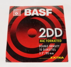 BASF 2DD 3.5" Floppy Disks 10-Pack Mac Formatted Double Density - Afbeelding 1 van 3