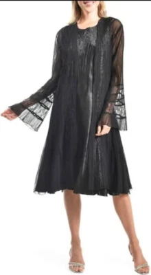 NEW Komarov Lace Inset Cocktail Dress with Jacket in Black Size M #D5809 - Image 1 of 4