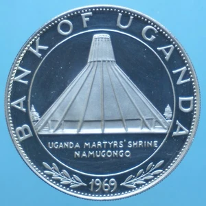 UGANDA 10 SHILLINGS 1970 ARGENTO SILVER COIN PROOF CURRENCY COLLEZIONE - Imagen 1 de 2