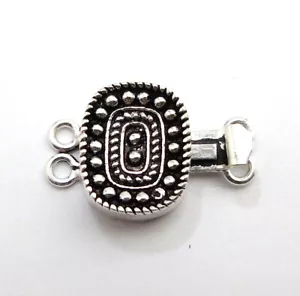 2 Pcs 23X14X7mm Multi Strand Bali Box Clasp 2 Strand Antique Silver Plated - Picture 1 of 1