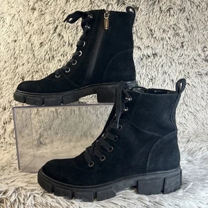 Botas de Combate Blondo Perri Tobillo Negras Vaca Gamuza Impermeable Plataforma Cremallera 8.5 M - Imagen 1 de 10