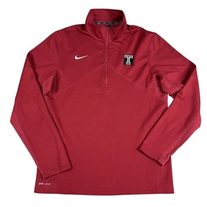 Temple Owls Nike Dri-Fit Mens 1/4 Zip Red Track Jacket Sz Medium - Picture 1 of 7