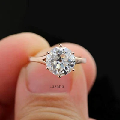 1.50 Ct Old European Cut Round 18K Rose Gold Moissanite Unique Engagement Ring - Image 1 of 4