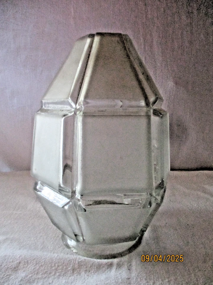 GLOBE OBUS POUR LAMPE SUSPENSION  Art Déco en verre dépoli quadrillé –  vintage - Photo 1/4