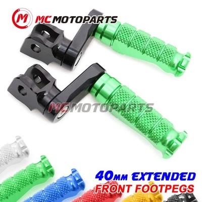 For Kawasaki Z750 S R 04-13 12 11 10 MCCP 40mm Extended GREEN Front Foot Pegs Foto 1 de 4