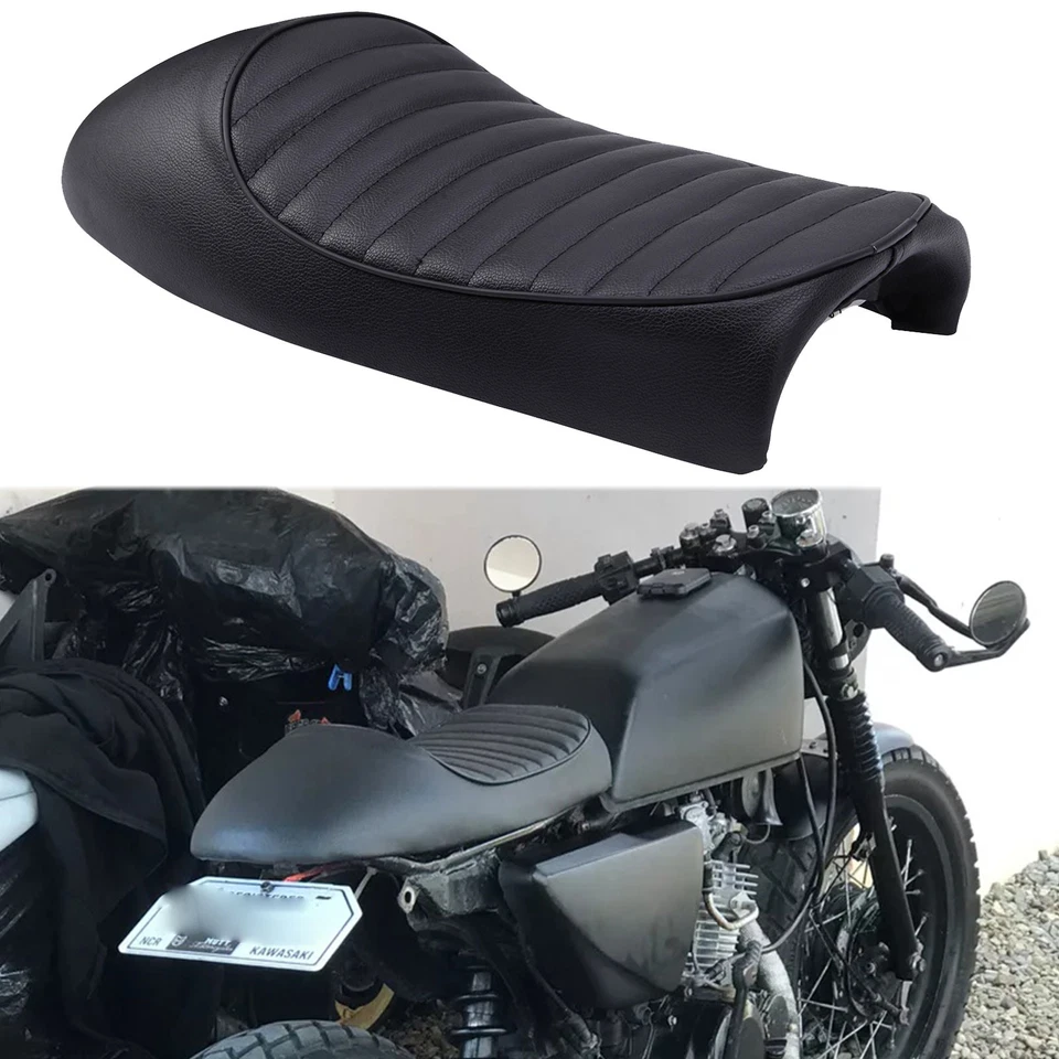 Black Hump Brat Seat Cafe Racer Vintage Seat Saddle For Kawasaki KZ400 KZ550 650 - Imagem 1 de 4