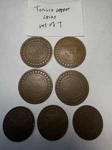 Lot of 7 Tunisian Tunisia 10 Centimes & 5 Centimes coins dated 1891 through 1917 - Picture 1 of 17