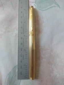 Parker 75 Gold Plated 22K Fountain Pen 14k Gold Fine Point Nib France Made - Picture 1 of 17