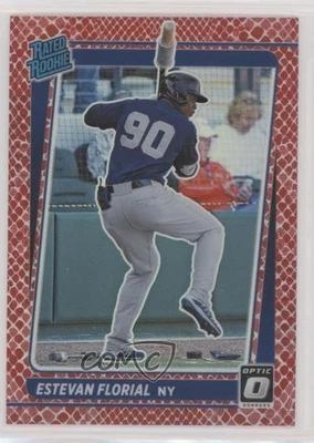 2021 Panini Donruss Optic Rated Red Dragon Prizm /110 Estevan Florial Rookie RC - Image 1 of 2