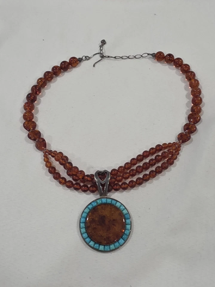 Gargantilla colgante de plata de ley 925 turquesa y ámbar de la Bella Durmiente JAY KING  Foto 1 de 1