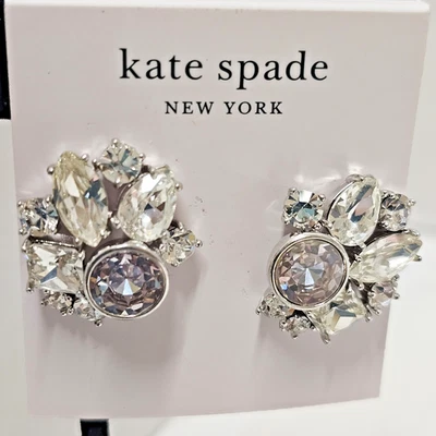 kate spade - reflecting pool - cluster studs - Clear/ SIlver -NWT- $58 C49 - Image 1 of 4