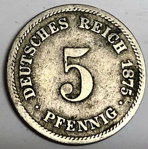 # C5068 GERMANY COIN, FIVE PFENNIG 1875 A - Picture 1 of 2