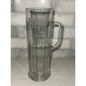 BUDWEISER Bud King of Beers Handled Beer Mug Tankard Tall Clear 21 oz - Picture 1 of 4