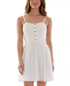 BCX Lace Dress Women L Off White Cottagecore Coquette Boho Grannycore Cruise NWT - Picture 1 of 12