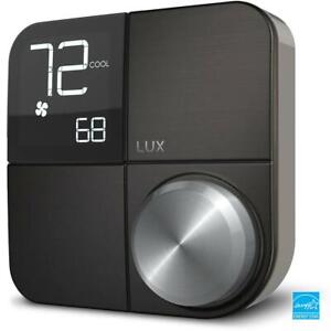 Lux Kono Smart Wi-Fi Thermostat w/Black Stainless Steel Faceplate KN-S-MG1-B04