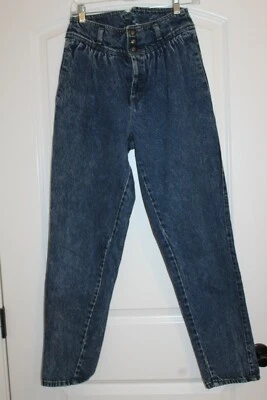 Jeans vintage anos 80/90 ZENA lavagem ácida cintura alta cônico MOM tamanho 5/26" cintura - Imagem 1 de 4
