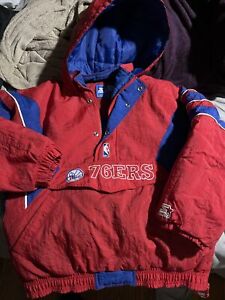 Vintage Starter Pullover Philadelphia 76ers Jacket Large TEENS-BOYS