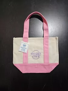 NEW Trader Joe’s Mini Pastel Canvas Tote Bag Pink FREE SHIPPING - Picture 1 of 1