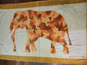 Hermes Beach Towel Elephant pattern Multicolor Mat Size W148cm x H91cm - Picture 1 of 14