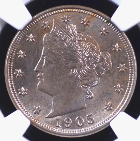 1905 LIBERTY "V" NICKEL NGC MS 62 LUSTROUS BRUSHED NICKEL WITH A COPPERY BLUSH Cover