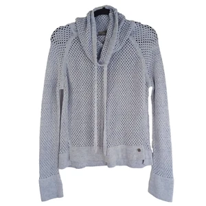Prana Womens Sweatshirt Size M Sweater Organic Cotton Open Knit Funnel Neck Blue - Picture 1 of 7