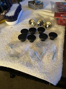 Set Of 10 Door Knobs, Seven Black And Three Are Golden Silver - Picture 1 of 2