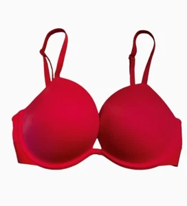 Victoria Secret Pink Bra 34D Red Everywhere Super Push-Up Padded NWOT - Picture 1 of 10