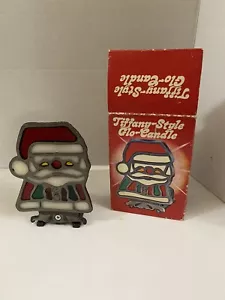 Vintage Tiffany Style Glo Candle Santa Claus Tealight Candle Holder Decoration - Picture 1 of 2