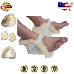 Genuine Sheepskin Heel Protectors - Pressure Relief & Bed Sore Prevention - Picture 1 of 11