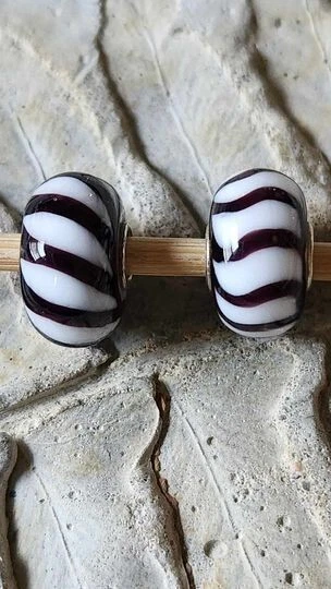 Trollbead RARE OOAK Brown and White matching set. Used for photos only. - Image 1 of 3