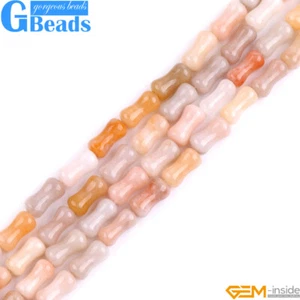 Natural Agate Aventurine Bamboo Knot Shape Charms Beads Jewelry 15" 20-30pcs - Picture 1 of 124