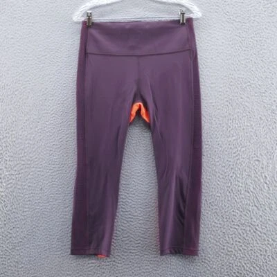Legging capri de malla Athleta para mujer HIIT IT mediano púrpura naranja gimnasio entrenamiento Foto 1 de 4