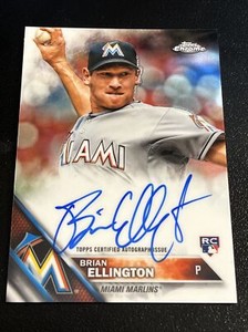 2016 Topps Chrome BRIAN ELLINGTON Auto On-Card Rookie RC Marlins #RA-BE