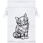 'Fluffy Kitten' Satin Drawstring Bag/Pouch (SB016867)