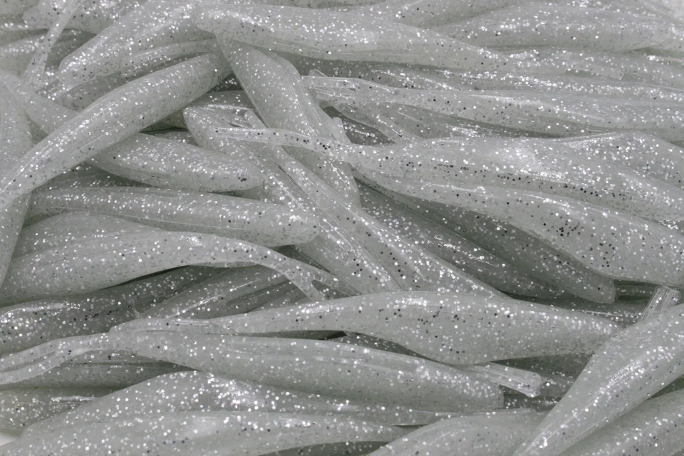 KILLER JIGS 4" Flukes Soft Plastic Jerkbait Glow Sparkle Bass Walleye Fishing