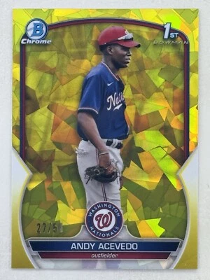 Andy Acevedo 2023 Bowman Chrome Sapphire Prospect Yellow 1st /50 #BCP-237 MLB - Image 1 of 2